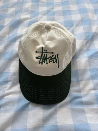 White stussy cap with dark - with,
